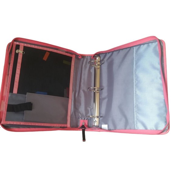 Mead Five Star Zipper Binder Black Pink Edge 2 Inch File Pocket Binder - Picture 6 of 11